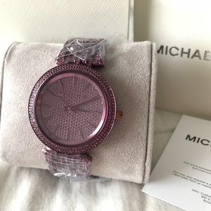 MICHAEL KORS DARCI PLUM PURPLE SLIM PAVE WATCH